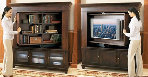 Угловой шкаф под телевизор позволяет совместить красоту и