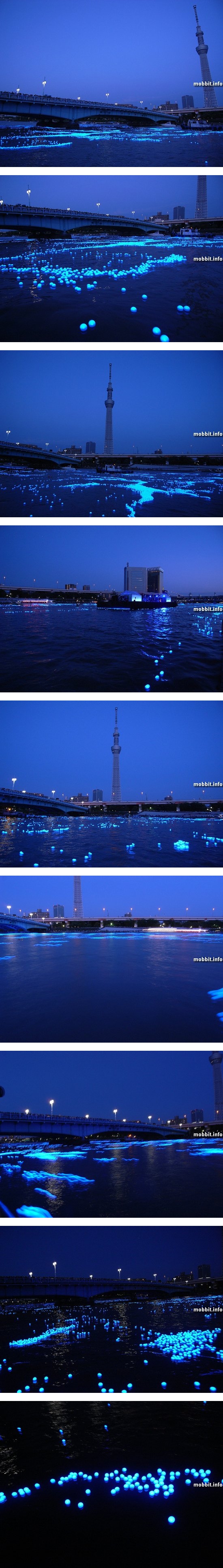Panasonic запустила 100 000 «светлячков» по реке в Токио